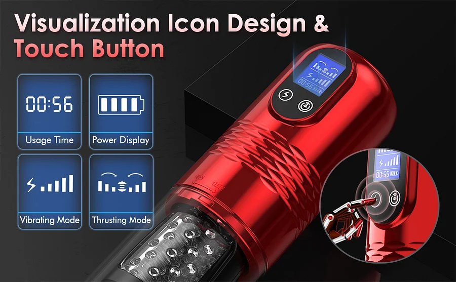 lovesvibe 10 vibrierende 6 stoßende automatische männliche masturbatoren mit lcd anzeige
