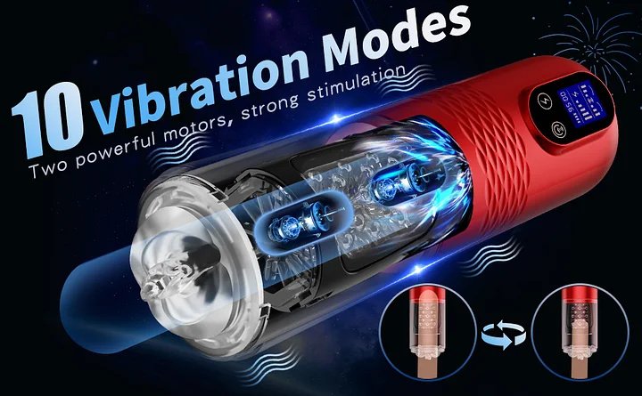 lovesvibe 10 vibrierende 6 stoßende automatische männliche masturbatoren mit lcd anzeige