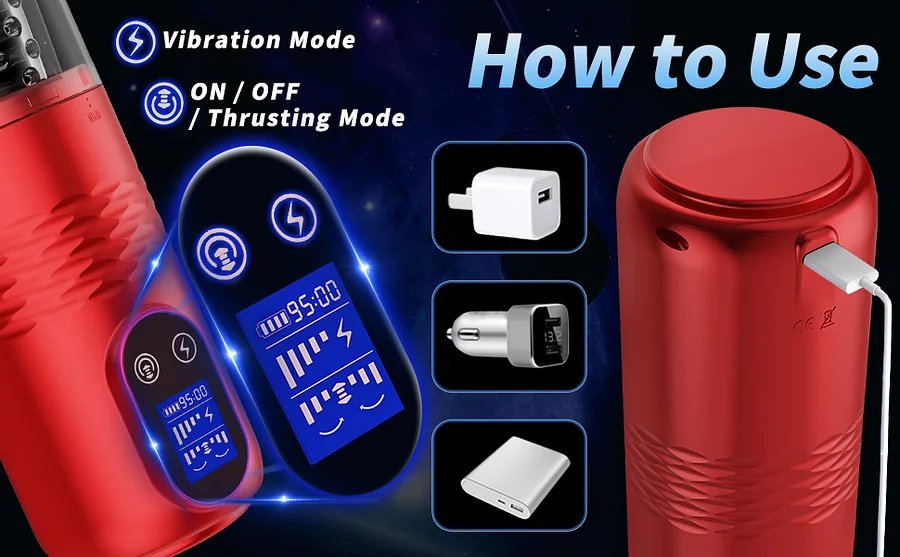 lovesvibe 10 vibrierende 6 stoßende automatische männliche masturbatoren mit lcd anzeige