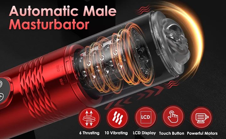 lovesvibe 10 vibrierende 6 stoßende automatische männliche masturbatoren mit lcd anzeige