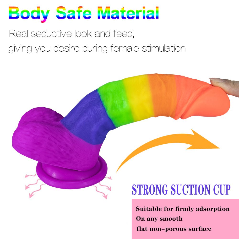lovesvibe 19cm silikon realistische regenbogen dildo mit saugnapf basis für männer frauen & paare