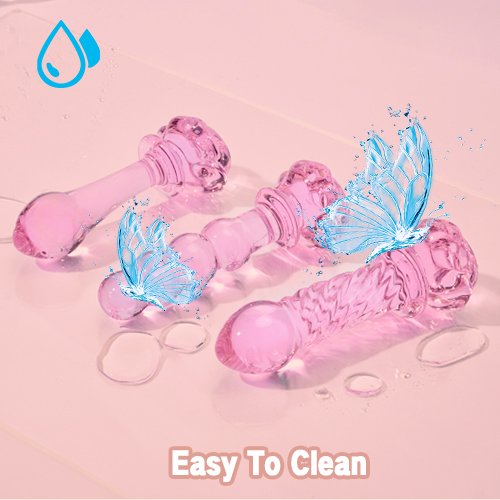 lovesvibe 3 teiliges rosa glasdildo set rosa kristall butt plug perlen dildo für erwachsene anal training