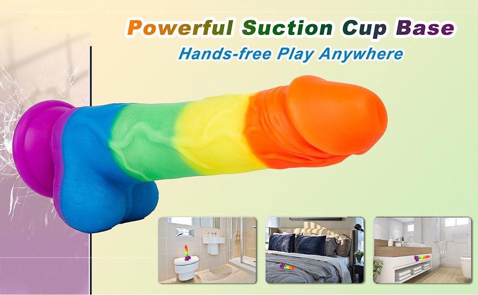 lovesvibe 7 vibration schiebend regenbogen dildo mit 360° rotationsheizung für lesbische paare 21cm