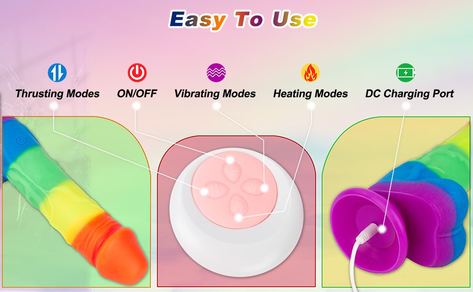 lovesvibe 7 vibration schiebend regenbogen dildo mit 360° rotationsheizung für lesbische paare 21cm