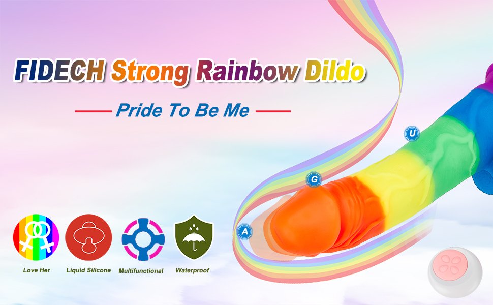 lovesvibe 7 vibration schiebend regenbogen dildo mit 360° rotationsheizung für lesbische paare 21cm