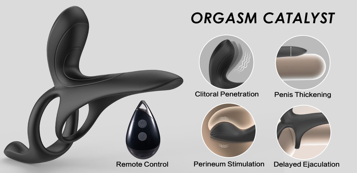 Lovesvibe 9 Vibrierende Silikon-Cockring Mit 3 Vibrierenden Eiern, Perineum, C-Punkt & G-Punkt 3 in 1 Penisring