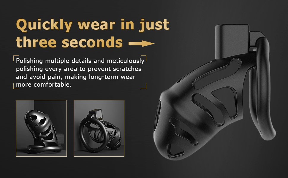 lovesvibe leichtgewichtiger peniskäfig mit 3 cockringen & unsichtbarem schloss ergonomisches design 3