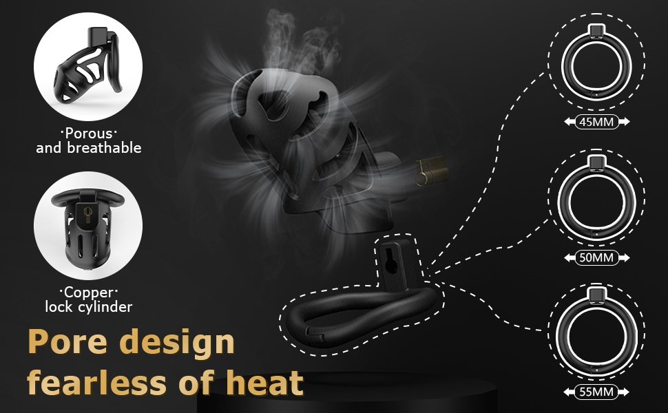lovesvibe leichtgewichtiger peniskäfig mit 3 cockringen & unsichtbarem schloss ergonomisches design 4