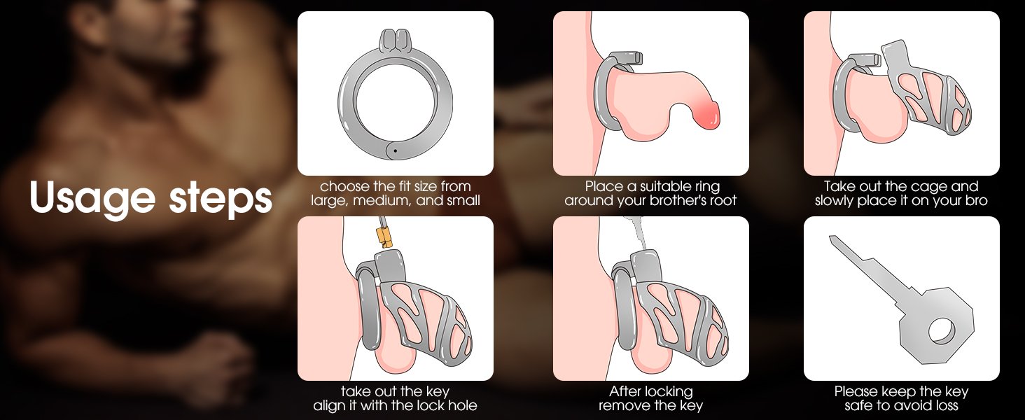 lovesvibe männlicher peniskäfig & keuschheitskäfige mit 3 aktiven ringen & schlüsseln