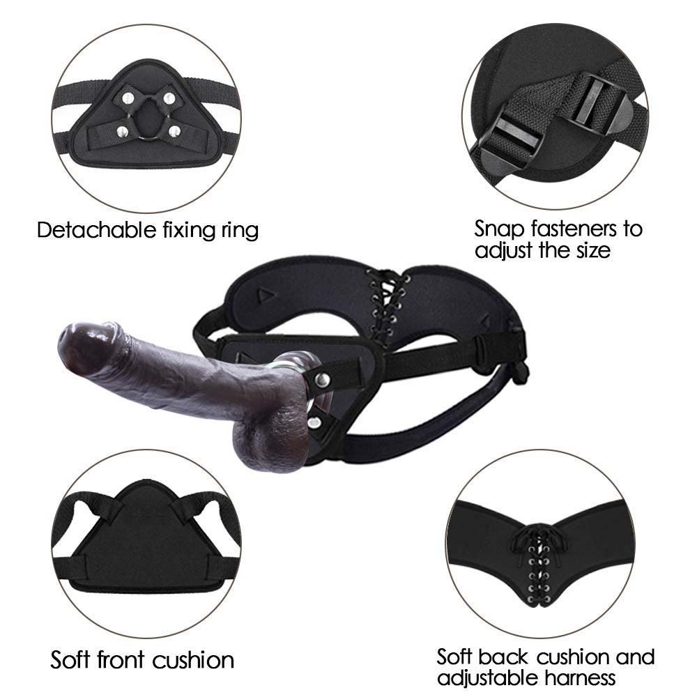 lovesvibe schwarzer umschnalldildo mit realistischem silikon dong für pegging und lesbischen spaß 7,6 zoll
