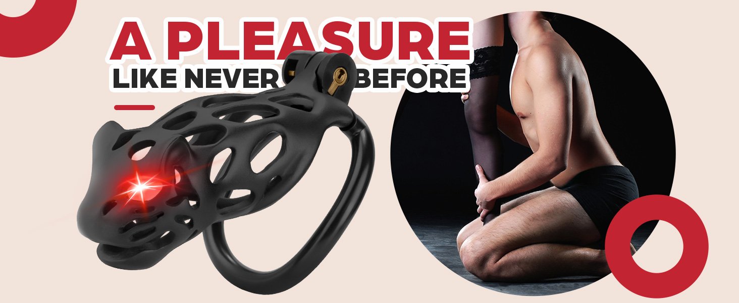 lovesvibe unsichtbarer männlicher keuschheitskäfig mit schloss, schlüssel & 3 cockrings