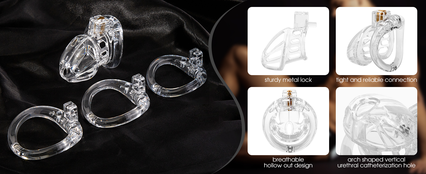 männlicher peniskäfig mit 4 aktiven ringen & 2 schlüsseln für männliche penisübungen & abstinenz