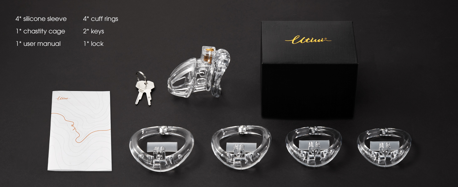 männlicher peniskäfig mit 4 aktiven ringen & 2 schlüsseln für männliche penisübungen & abstinenz