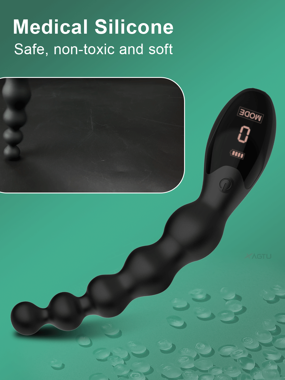 lovesvibe 9 vibrationsmodi medizinische silikon vibrierende analkette analdildo mit led bildschirm