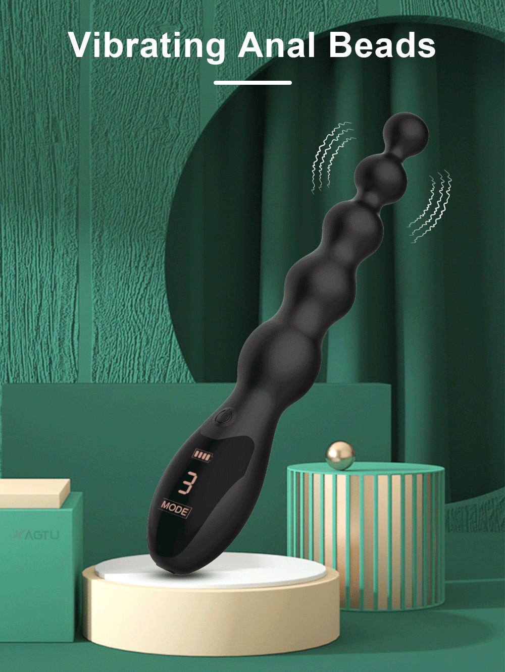 lovesvibe 9 vibrationsmodi medizinische silikon vibrierende analkette analdildo mit led bildschirm